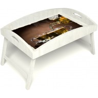 Столик для завтрака в постель «Русская берёза», «Чайная церемония» с высоким бортиком цвет белый