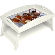 Столик для завтрака в постель «Русская берёза», «Восточное чаепитие» с высоким бортиком цвет белый