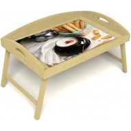Столик для завтрака в постель «Русская берёза», «Капучино» с 3-мя высокими бортиками цвет светлый