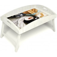 Столик для завтрака в постель «Русская берёза», «Капучино» с высоким бортиком цвет белый