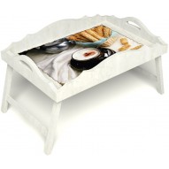 Столик для завтрака в постель «Русская берёза», «Капучино» с фигурным бортиком цвет белый