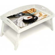 Столик для завтрака в постель «Русская берёза», «Капучино» с 3-мя высокими бортиками цвет белый