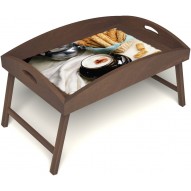 Столик для завтрака в постель «Русская берёза», «Капучино» с высоким бортиком цвет орех
