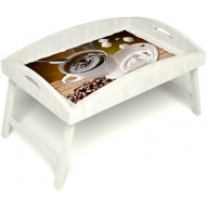 Столик для завтрака в постель «Русская берёза», «За секунду до» с высоким бортиком цвет белый