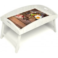 Столик для завтрака в постель «Русская берёза», «Идеальная яичница» с высоким бортиком цвет белый