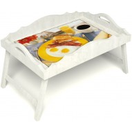Столик для завтрака в постель «Русская берёза», «Яичница с беконом» с фигурным бортиком цвет белый