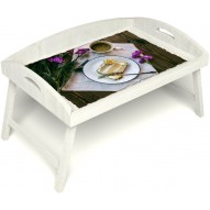 Столик для завтрака в постель «Русская берёза», «Десерт» с 3-мя высокими бортиками цвет белый