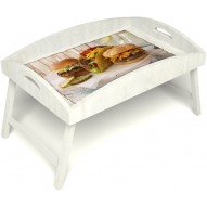 Столик для завтрака в постель «Русская берёза», «Гамбургеры» с высоким бортиком цвет белый
