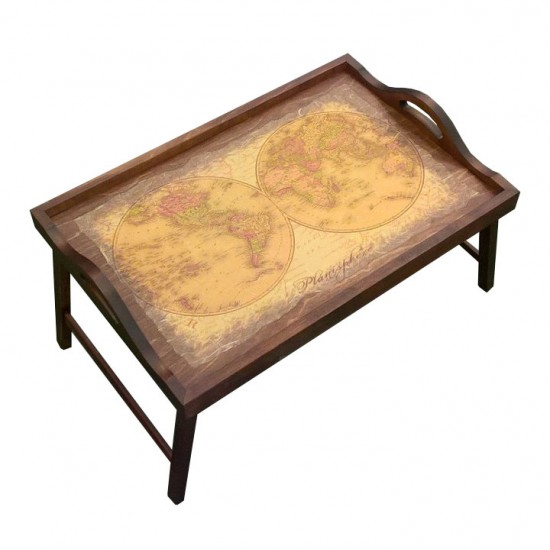 Столик для завтрака в постель «Русская берёза», с ручками «Карта Мира»